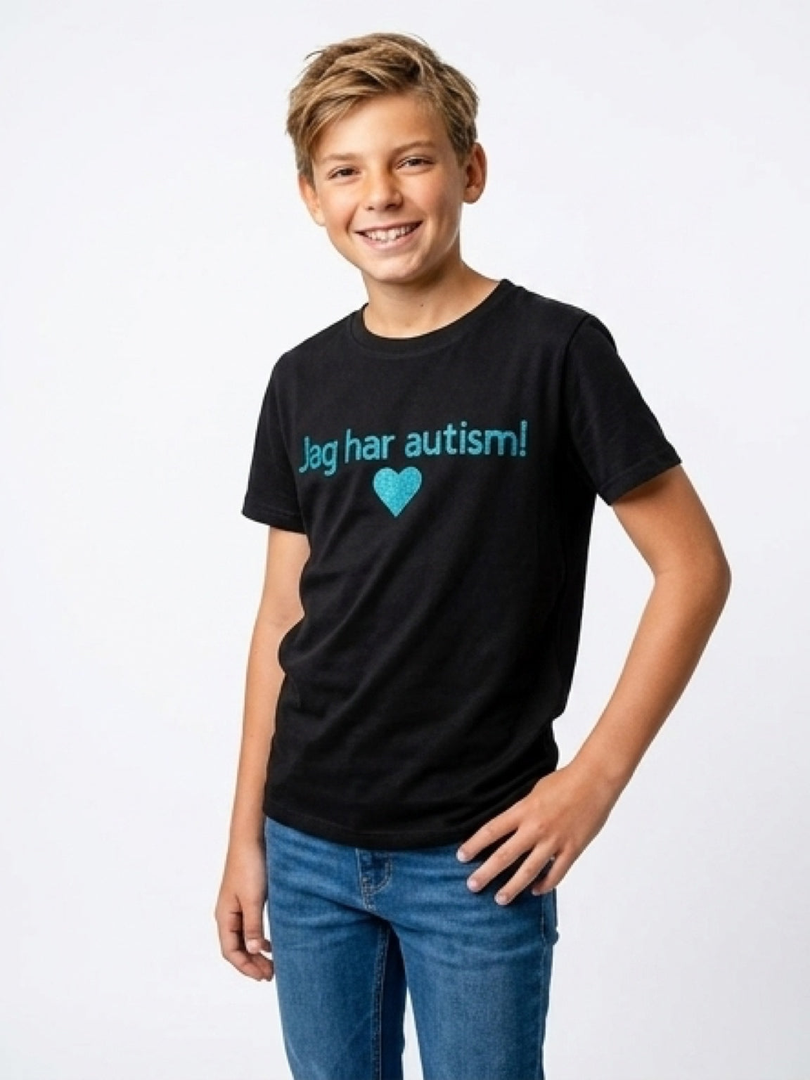 T-shirt jag har autism - blå glitter
