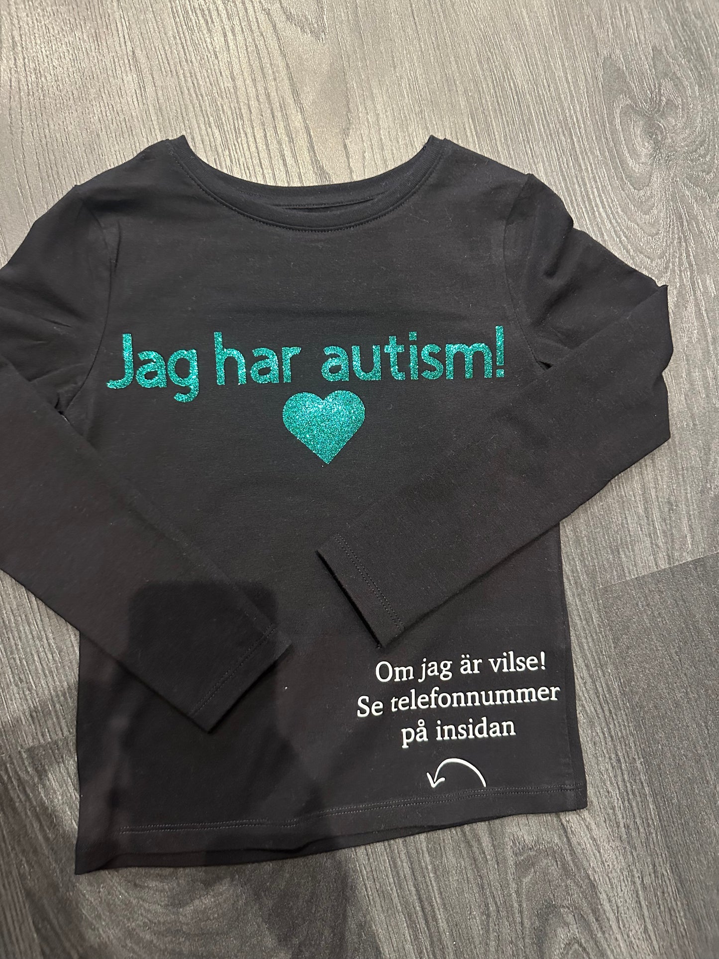 Långärmad T-shirt autism + telefonnummer