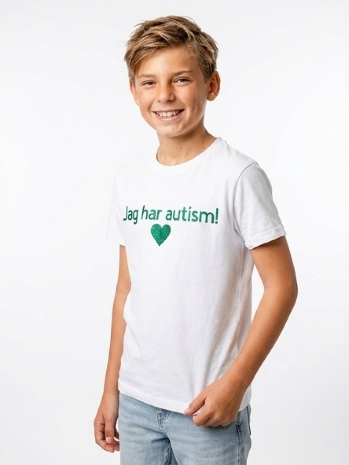 T-shirt jag har autism - grönt glitter