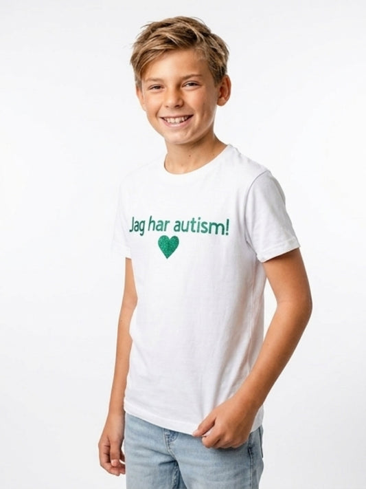 T-shirt jag har autism - grönt glitter