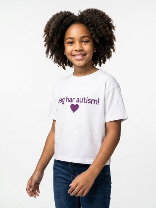 T-shirt jag har autism - lila glitter