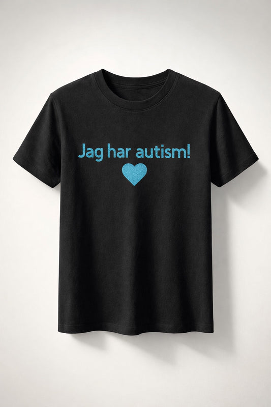 T-shirt jag har autism - blå glitter