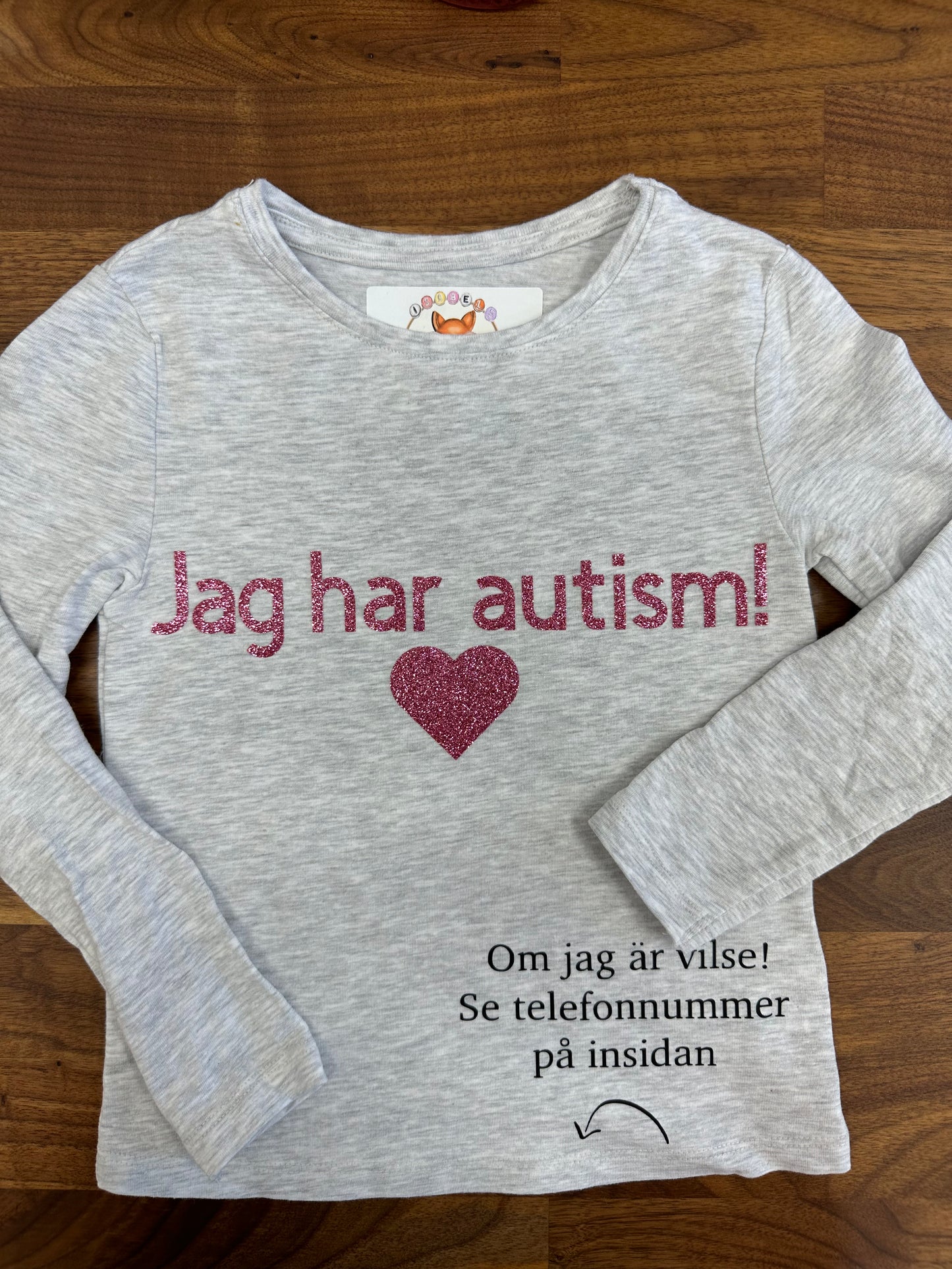 Långärmad T-shirt autism + telefonnummer