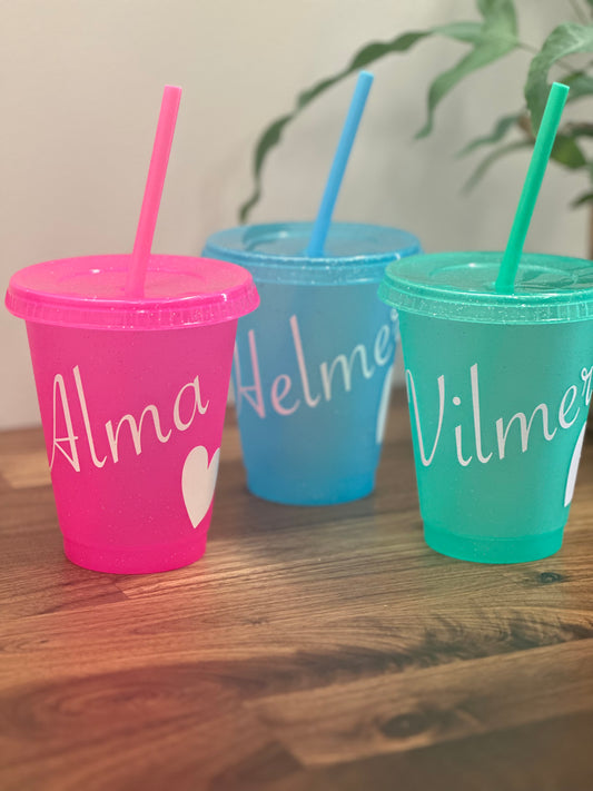 Tumbler glitter med namn